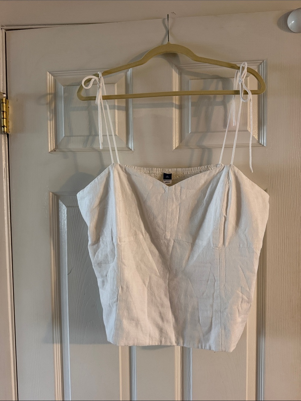 XL TALL Old Navy White Tie-Shoulder Linen-Blend Cami